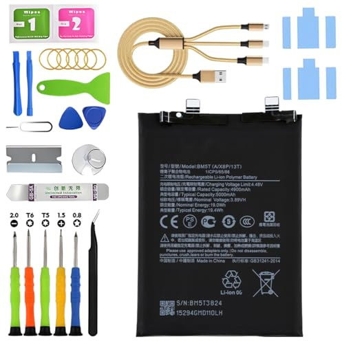 Batteria per Xiaomi 13T/14T/Redmi Note 13 Pro 4G BM5T | con kit di riparazione,5000 mAh,Polimero al Litio,Batteria di Sostituzione,per Modello：2306EPN60G