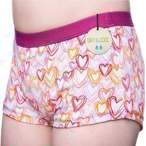 DRY & COOL Tages-Inkontinenzslip für Mädchen | Unterwäsche | Waschbar | Absorbierende Einlage | Hearts | 134-140 cm (9-10 Jahre)