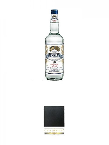 Bommerlunder Aquavit 0,7 Liter + Schiefer Glasuntersetzer eckig ca. 9,5 cm Durchmesser