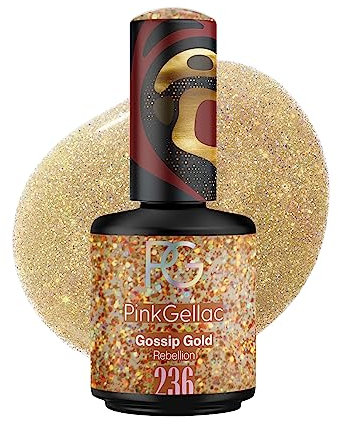 Pink Gellac UV Gel Nagellack - 236 Gossip Gold 15 ml - Lang Anhaltend UV Nagellack Gold - Gel UV für 14 Tage Nägel in Salonqualität - Made in Holland