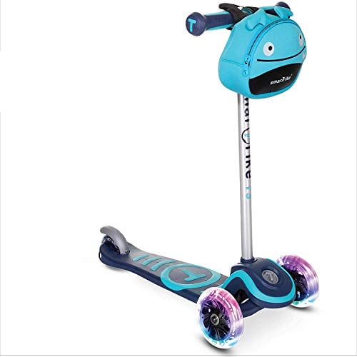Scooter by smarTrike T3 Kinderscooter mit LED-Leuchträder und Snacktasche Scooter-Kinderroller, Blau, M