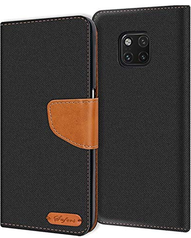 Verco Huawei Mate 20 Pro Custodia per Cellulare, Caso Tessuto per Huawei Mate 20 Pro Cover Tessilo Portafoglio Case, Nero
