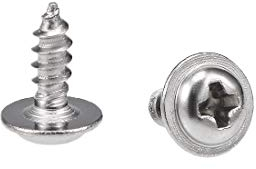 sourcing map 2x6mm Self Tapping Screws Phillips Pan Head with Washer Screw 304 Stainless Steel Fasteners Bolts 50Pcs