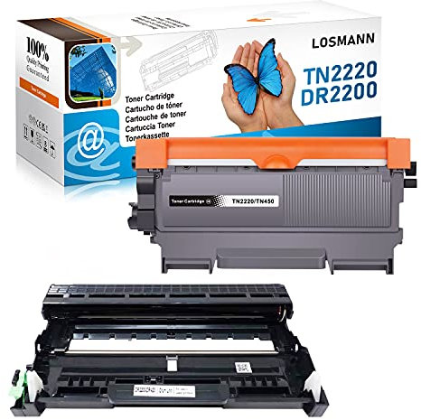 LOSMANN 1x Toner-Kartusche & 1x Trommel Kompatibel zu Brother TN2220 TN2010 DR2200 für Brother DCP-7055 DCP-7055W DCP-7057 DCP-7060D DCP-7060N DCP-7065DN DCP-7070DW, FAX-2840, HL-2130 HL-2132 HL-2135W