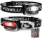 Foxelli LED Stirnlampe – für Erwachsene & Kinder, Laufen, Camping, Wandern, Stirnlampe mit Weiß- und Rotlicht, leichte wasserdichte Kopflampe mit bequemem Stirnband, 3 AAA-Batterien enthalten