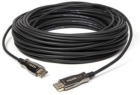 Emelec VíasCom EQ 115050 - Cable HDMI AOC 2.0 – 50.0 m 4K UHD Alta Velocidad + Ethernet en fibra óptica color negro