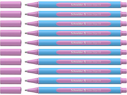 Schneider 152228 Slider Edge Pastell XB Kugelschreiber (Dreikant-Stifte mit Strichbreite XB) 10 Stück lilac