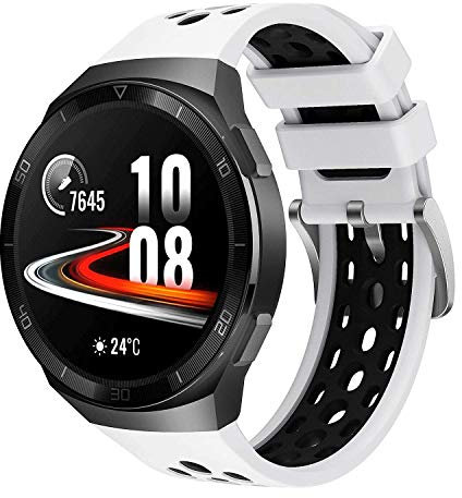 Keweni Armband Kompatibel mit Huawei Watch GT 2e, Silikon Quick-Fit Ersatz Armbänder für Huawei Watch GT2e (weiß schwarz)