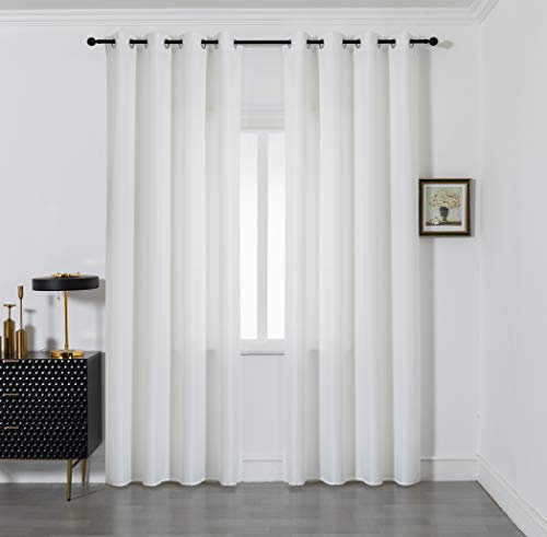 GIRASOLE HOME® Coppia Tende Semi Oscuranti Tinta Unita Tenda per Soggiorno e Camera 2 Pannelli con Occhielli (Bianco, 140x275cm)