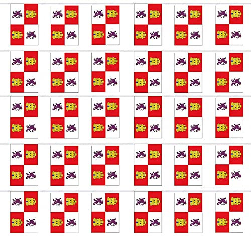 Durabol Cadena de Bandera Castilla y León 70 Banderin 20 X 30 CM - 50 Metro