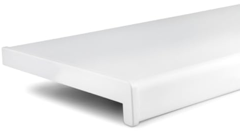 TJ Fensterbank Innen I 50 x 160 cm I weiß I hochwertige PVC Fensterbank mit Seitenabschluss I Fensterbrett kratzfest & feuchtigkeitsundurchlässig I pflegeleichter & langlebiger Fenstersims für Innen