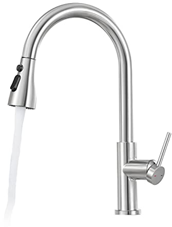 Robinet Cuisine Douchette Extensible Rotatif à 360°,YUANNY Mitigeur Cuisine 3 Modes de Pulvérisation, Robinet d'Évier en Acier Inoxydable 304, Nickel Brossé