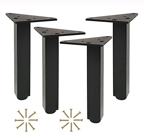 Pieds De Table en Métal,4 Pièces Pieds De Meubles Modernes Réglables,Pieds De Interchangeables Pour Salle De Bain/Cuisine,Pieds De Canapé Bricolage,Pieds D'armoire,Pieds De Lit,Black-40cm(15.7in)