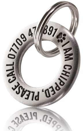 Solid Brass or Stainless Steel, Single Sided Custom Engraved Dog/Pet ID Tag