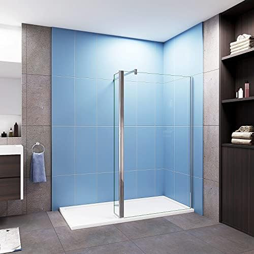 Acezanble Walk in Glas 90cm Duschtrennwand 8mm ESG Nano Glas Duschabtrennung Dusche mit 30cm Fliper