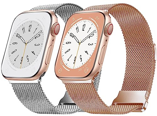DOBSTFY Metall Armband Kompatibel mit Watch Armband 41mm 40mm 38mm für Damen Herren,Edelstahl Metall Mesh Armbänder mit Magnet für iWatch SE Series 9/8/7/6/5/4/3/2/1