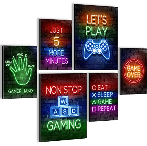 Novart Bilder Set - AUFHÄNGFERTIG - KEIN EXTRA RAHMEN BENÖTIGT - Spielkonsole Gamer Modern Bunt - Kinderzimmer Junge Teenager N005263a