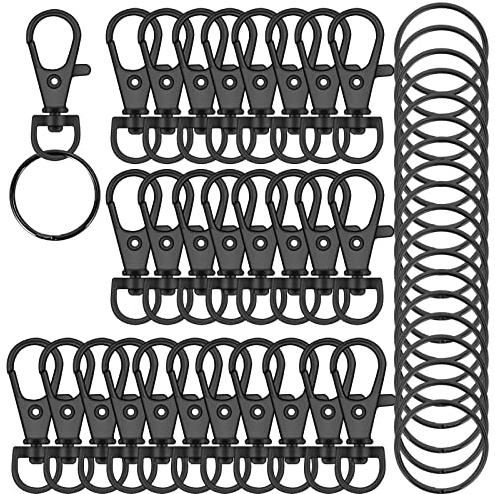 120 x hochwertige Karabinerhaken mit Drehgelenk, Schlüsselringen, Metall-Schlüsselanhänger-Haken für Schmuckherstellung, Handwerk (Gun Black)