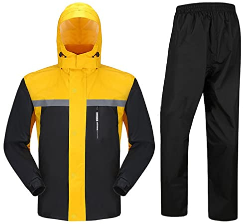 SJASD Regenjacke Herren Damen Wasserdicht Set,Motorrad Regenanzug Wasserdichteranzug,Regenkleidung Licht Atmungsaktiv Reflektierende Fahrrad Arbeits Regenkombi Jacke