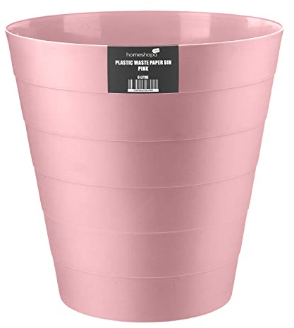 Homeshopa Plastic Waste Paper Bin, 6L Round Waste Basket Trash Can, Lightweight Rubbish Bin for Kitchen, Bedroom, Bathroom, Open-Top Design, Ourdoor Gargabe Container Dustbin (Pink)