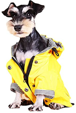 Hund Regenmantel Jacke mit Reißverschluss Gelber Kapuzenpullover Wasserdicht Stilvolle