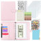 A5 Binder Notizbuch Set, PU Leder Loseblatt Notizbuchmit 12 Pcs Binder Taschen, 45 Budget-Beilagen, Etikettenaufkleber, Lineal und 5 Farbige Binder-Teiler, Für Financial Planner, Geldsparen(Rosa)