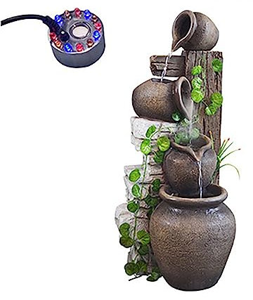 Décor De Cascade De Jardin Vintage, Fontaine De Jardin En Résine, Fontaine Rustique, Fontaine En Cascade De Roche Pour Jardin, Terrasse, Terrasse, Porche, Arrière-cour Et Décor D'art À La Maison ( Col