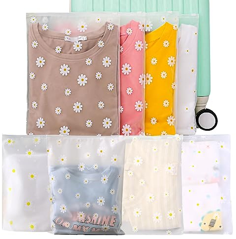 KEYRI 20 Pcs Reusable Ziplock Bags Frosted Zip-Lock Seal Clothes Bags Travel Storage Bags Hospital Bags Shoes Bags Waterproof Luggage Organiser for Clothes Shoes Cosmetics Travel Essentials (Floral)