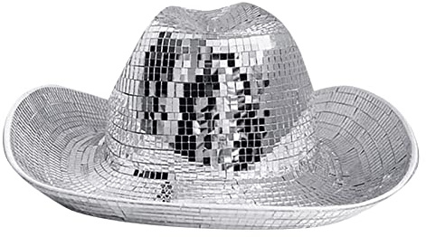 Herren Damen Cowboyhut Zylinder Western Silber Party Hut Breite Krempe Hut Modischer, Karneval, Oktoberfest,Musikfestival, Partyhut, Neuheit, Cosplay, Kopfbedeckung