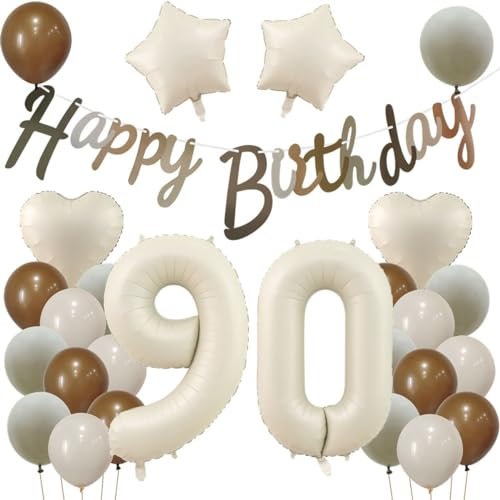 90 Geburtstag Deko Beige, Deko 90. Geburtstag Frau Mann, Beige Luftballons 90. Geburtstag Frauen, Geburtstagsdeko 90 Jahre Beige Ballon, 90. Geburtstag Dekorationen, Luftballon 90. Party Deko