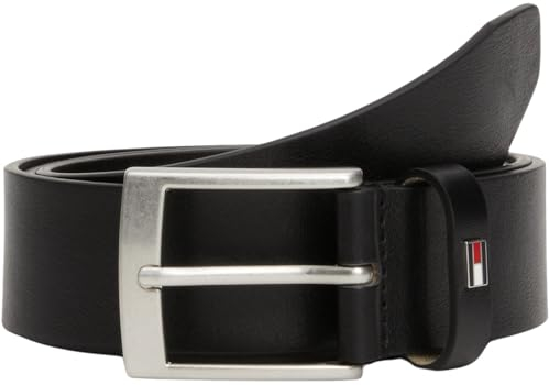 Tommy Hilfiger Herren Gürtel Adan New Leather mit Flagge aus Leder, Schwarz (Black), 100 cm