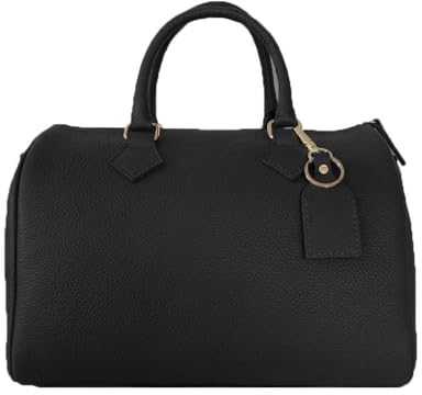 FrasiBags Handtasche aus Leder - Handtasche für Damen echtes Leder - Damentasche - Ledertasche - Modische Tasche - Große Umhängetasche - Damen-Topcase - Made in Italy, Schwarz