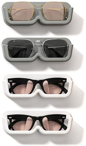 Xiuyer Brillenhalter Wand Brillenaufbewahrung, 4 Stück Brillenablage Sonnenbrillen Aufbewahrung Organizer Wandmontage zum Aufhängen Brille Sonnenbrillen Brillenaufbewahrung Brillenhalter (Grau)