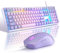 Gaming Keyboard and Mouse Combo, MageGee K1 RGB LED Backlit Keyboards with 104 Key Computer PC Gaming Keyboard for PC/Laptop (Purple)
