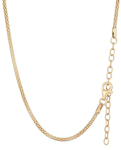 NKlaus Himbeerkette vergoldet, 5cm Verlängerung, 1,75mm breit, 1 Stück | 925 Sterling Silber; Grundlänge 40cm oder 45cm