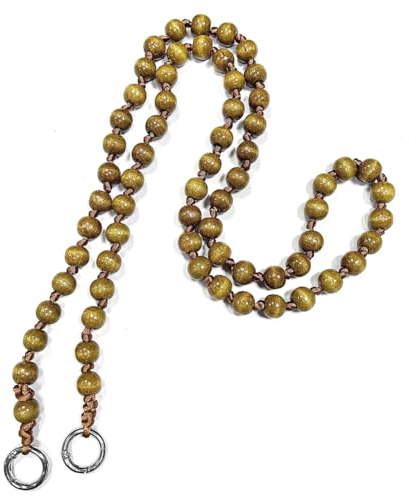 Hrlace Perlen Handykette 120cm Bunte Holzperlen Handy Lanyard Abnehmbare Telefon Kette Umhängeband Universal Anti Verlorene Handy Hängen Chian Taschenkette für Damen und Mädchen Brown