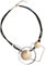 Graci8, silver & gold coloured statement necklace on a 3 strand leather cord, geometric shapes & solids necklace for women. The Cynthia Necklace.