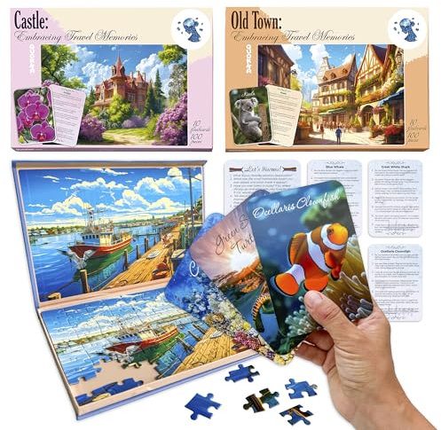 QUOKKA Puzzle 100 Teile Für Senioren - Spiele Für Demenzkranke Menschen - Puzzle Große Teile Senioren - 3 Alzheimer Puzzlespiele für Erwachsene Erinnerungen an Reisen - Geschenke für Demenzkranke