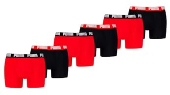 PUMA Boxer Boxershorts Men Herren Everyday Unterhose Unterwäsche 6er Pack, Farbe:Black/Red, Bekleidungsgröße:XXL