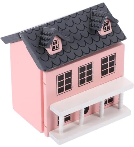 WOONEKY Puppenhaus Aus Holz Miniaturvilla Landschaftsornament Für Büro Oder Bücherregal-Dekoration