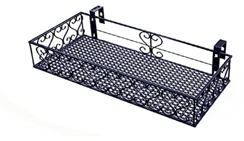 Blumentopf zum Aufhängen auf dem Balkon, quadratisch, aus Eisen, mit Haken, Blumenregal für Terrassengeländer, wasserdichter Blumentopfhalter, für Terrasse, Veranda oder Zaun (Größe: 60 x 25