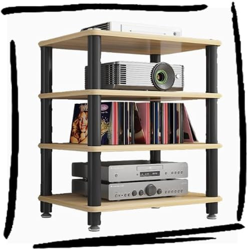 ILOOXI HiFi-Rack-AV-Regal Aus Holz & Stahl, 1/2/3/4-stufiger TV-Ständer, HiFi Regal, Audio Rack HiFi Regal(Yellow,4 Tier)