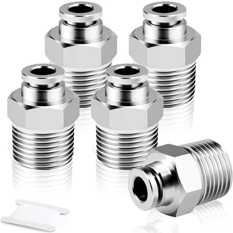 TAILONZ PNEUMATIC 304 Edelstahl männlich gerade 4mm Rohr OD x 1/4 BSP Push to Connect Fittings PC4-02 (Packung mit 5)