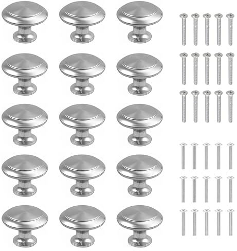 WHENZOO 15PCS Cabinet Door Knobs, 27mm Round Drawer Wardrobe Handles Cabinet Knobs with Long Short Screw Round Drawer Knob for Cabinets Dressers Drawers Cabinet Hardware