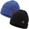 BARFULKER Winter Beanie Mütze Herren Damen Warm Gefüttert Wintermützen Thermo Strickmütze Laufmützen Dehnbare Weiche Wollmütze Unisex Hat,2 Stück,Schwarz Blau