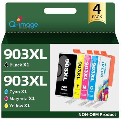Q-image 903XL Tintenpatronen Multipack Kompatibel mit 903 XL Ersatz für OfficeJet 6950/6960 All-in-One, Drucker OfficeJet Pro 6960/6970 All-in-One Drucker (4er-Pack)