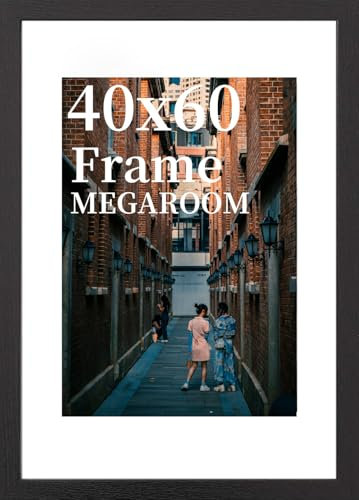 MEGAROOM Cadre 40x60 en Bois avec plexiglas transparent - Montage Mural par Crochet, Cadre Photo 40x60 Noir Bois Pour Œuvres d'Art Décoratives Portraits et Paysages​, Holz Bilderrahmen