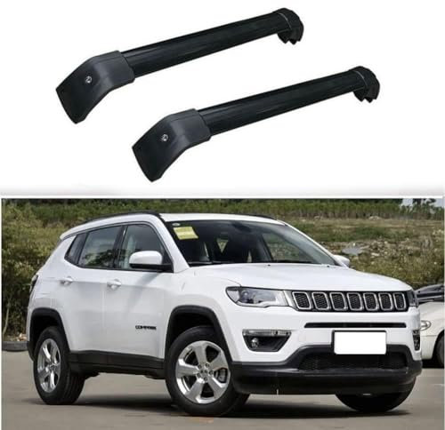 FUSKL 2 Stück Auto Dachträger für Jeep Compass 2017-2022, Dachgepäckträger Verstellbaren Querträger Cargo Gepackträger Autoreisen Zubehör,A