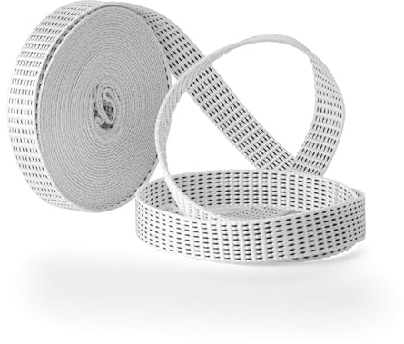 IdeaGenesis - Cinghia per Tapparelle Avvolgibili Bianco di 18mm x 6m Super Resistente Corda di Ricambio per Bobina di Tapparella Interno Rinforzato per Avvolgitore (Bianco/Puntinato, Cinghia 18mm)