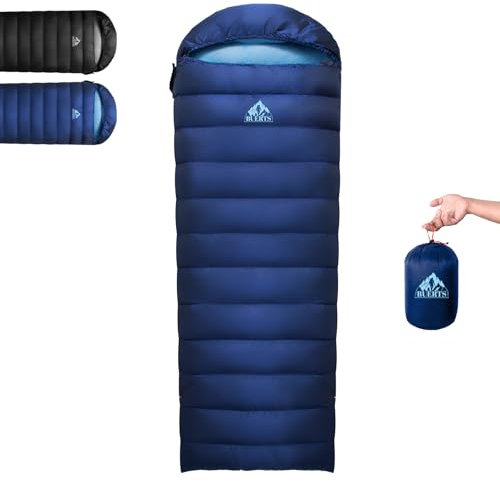 BUERTS Daunen Sommer Schlafsack, 840g Schlafsack kleines packmaß,680 FP,Ultraleicht Schlafsack Erwachsene und Jugendliche, Wandern, Camping und andere Outdoor Aktivitäten. Mit Kompressionssack